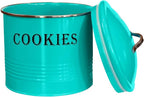 Blue Donuts Vintage Cookie Tin - Airtight, Large, Turquoise Cookie Jar with Lid for Kitchen Counter & Gift Giving