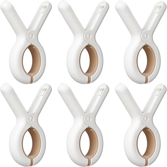 6 Pack Plastic Clothes Pins with Strong Anti-Rust Springs,Heavy Duty Beach Towel Clips,Laundry Clothespins to Keep Your Towel, Clothes, Blankets to Dry on Clothesline and Hanging Rack