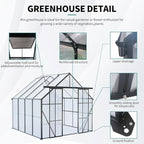 Heavy-Duty Walk-in Polycarbonate Greenhouse with Dual Sliding Doors, Adjustable Roof Ventilation, and Galvanized Steel Base for Year-Round Outdoor Gardening (Black 8*8FT)