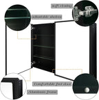 Medicine Cabinet with Aluminum Framed Mirror,36"x32" Surface Mount or Recessed Mount Bathroom Vanity Mirror,Single Door Bathroom Mirror with Storage Cabinet