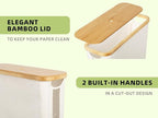 StorageWorks Toilet Paper Storage with Bamboo Lid, Toilet Paper Holder Basket for Up to 9 Mega or 12 Regular Size Rolls, Medium Paper Storage Baskets for Bathroom, Beige, 1 Pack