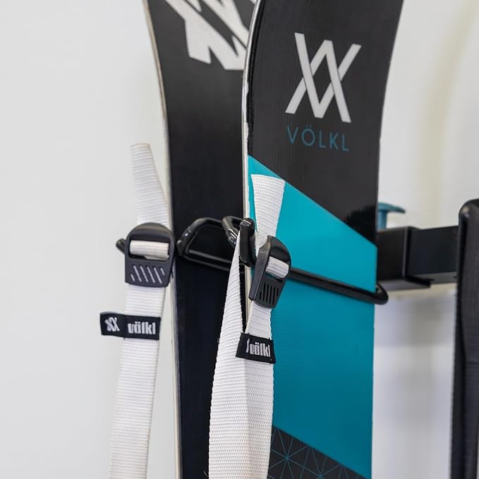 StoreYourBoard Teal Triangle Freestanding Ski Storage Rack for Garage, 5 Ski and Pole Organizer Floor Stand, Heavy Duty, Fully Adjustable for All-Mountain, Wide, Powder, and Backcountry Skis
