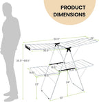 COSTWAY Clothes Drying Rack, Foldable 2 Tier Clothing Rack with Height-Adjustable Wings, 33 Drying Rails & Sock Clips, Portable Space Saving Laundry Drying Rack for Apartment, RV, Indoor & Outdoor Use