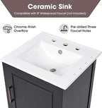 20 in Small Bathroom Vanity with Sink,Wood Modern Single Bathroom Sink Cabinet with Soft Closing Door and Drawer,Freestanding Black