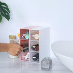 Desktop Drawers, Desk Organizer with 6 Drawers, Stackable Plastic Storage Box for Home Collection, Cosmetics, Jewelry, Office Supplies (2 Tall Layers, Pink)