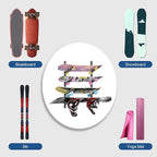 Skateboard Rack Wall Mount – Skateboard Wall Hanger, Snowboard Display Wall Mount, Ski Holder | 4-Floor Skateboard & Ski & Snowboard Storage Rack | Snowboard & Ski Lover Gifts