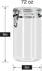 Oggi Large Clear Canister with Clamp Lid, 72 oz - Large Airtight Food Storage Container, for Kitchen & Pantry Storage of Bulk, Dry Foods, Pasta, Flour, Sugar, Coffee, Rice, Tea, Spices & Herbs