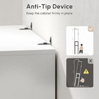 USHOWER Over The Toilet Storage Cabinet, Bathroom Organizer with Tempered Glass Doors, Thicken Metal Stand & MDF Wood, Freestanding Space Saver, White
