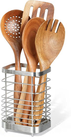 Utensil Holder, Stainless Steel Utensil Drying Rack for Kitchen Counter, Silverware Cutlery Flatware Holder Forks, Knives, Spoons, Chopsticks Organizer (Silver)