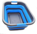 SAMMART 41L(10.8 gallon) Collapsible Plastic Laundry Basket-Foldable Pop Up Storage Container-Portable Washing Tub-Space Saving Basket,Water capacity 31L(8.2 gallon) (1, Grey/Light Blue)