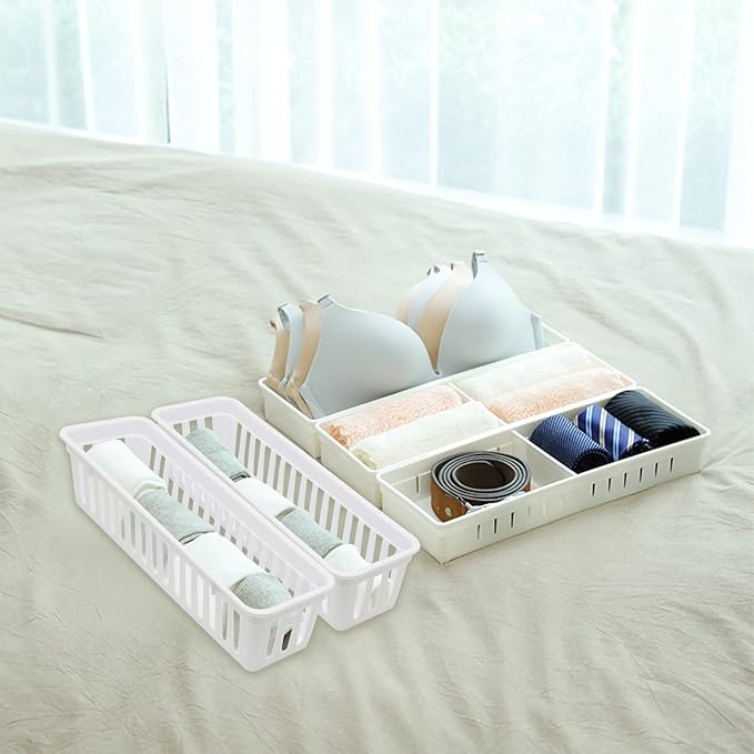 FEOOWV Classroom Pencil or Rubber Organizer Basket Trays, Office Supply Baskets Organization Trays for Home School Classroom Office 12 Pack (White)