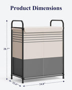 Kitsure Laundry Hamper with Lid - Spacious Double-Section Laundry Basket with Lid & Removable Inner Bags, Portable Clothes Hamper for Bedroom, Bathroom, Dorm, 120L, Gray