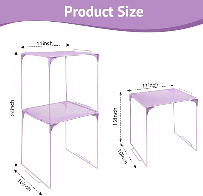 Locker Organizer Shelf Stackable Extra Locker Shelf for School Locker Organizer Storage Cabinet Accessories Suitable for School, Office, and Home use (1, Purple)