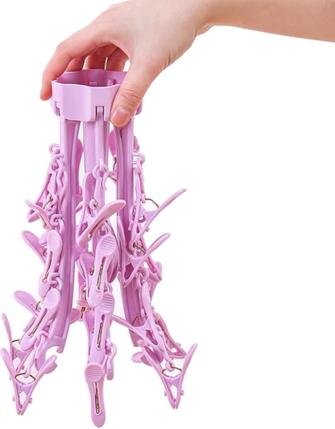 Foldable Drying Rack with 24 Clips for Drying Socks Lingerie Baby Clothes Drying Towels Rotatable Sock Drying Rack