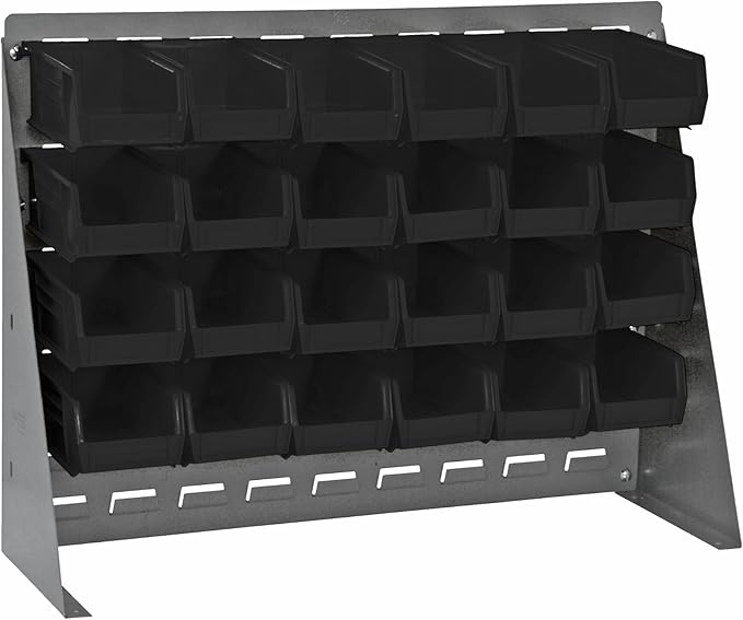 Quantum Storage Systems QBR-2721-210-24BK Ultra Bin Complete Bench Rack Package with 24 Ultra Bins, 27" x 8" x 21" , Black