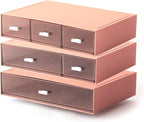 Desk Organizer with 6 Drawers, Makeup Organizer, Plastic Makeup Storage, Cosmetic Storage Organizer, Desk Storage Box, Bathroom Organization Boxes, Desktop Storage Box(Pink)