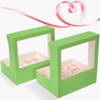 Bakepacker 12 Cupcake Containers 10-Packs Avocado Cupcake Box Cupcakes Carrier, 12 Cupcake Boxes with Window 13"x10"x3.5"（Auto-pop up）