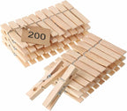 Mr. Pen- Wooden Clothes Pins, 2.9 Inch, 200 Pack, Bulk, Large Natural Wood Clips for Crafts, Classroom Projects, Hanging Photos, Chip Bags, Decoration, Rust Resistant Spring