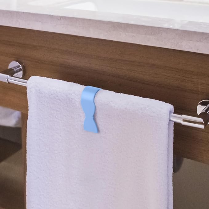 Towel Clips for Kitchen (4 Pack) - Keeps Towel from Falling - Suitable for Kitchen，Oven Handle, Bathroom Towel Rack, Dishwasher，Stove - No More Towels on The Floor - Blue