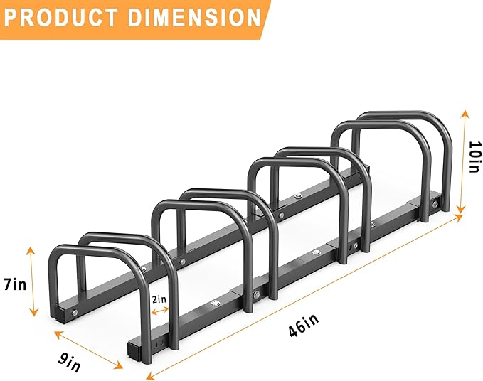 Ultrawall Bike Storage Rack for Garage, 4 Bikes Floor Bike Stand, Bicycle Parking Holder Stand for Indoor/Outdoor, Fit 22-28" Wheel Tire Width 2.1"