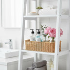 Toilet Paper Storage Basket, Small Wicker Shelf Basket Rectangle Pantry Baskets for Storage Organizer, Cute Baskets for Bathroom Bedroom Kitchen Shelves Decor (Beige)