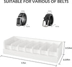 Belt Organizer for Drawer - Bamboo Belt Storage Organizer | Belt Rack for Closet Wall Mount Men Women Tie Sock Bra Scarf Ribbon(White, 2 * 7Grids)