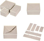 6 Pack Foldable Drawer Organizer Dividers Cloth Storage Box Closet Dresser Organizer Cube Fabric Containers Basket Bins for Underwear Bras Socks Panties Lingeries Nursery Baby Clothes Beige