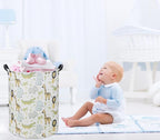 Animal Baby Laundry Basket Baby Hamper Kids Hamper Basket Toy Storage Bin for Boys Room Decor Baby Nursery Hamper Gift Baskets for Bedroom Bathroom(Green Animal)