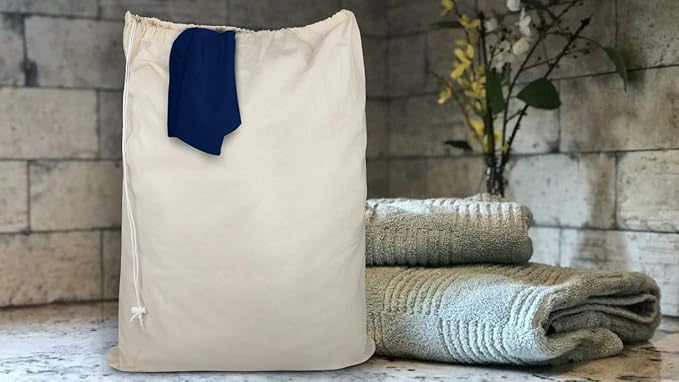 Urban Villa Laundry Bags 2-Pack 28”x36" Extra-Large Cotton Canvas Heavy Duty Washable Durable Travel Laundry Sacks with Drawstring Closure Reusable Hamper Liners for Dirty Clothes Delicates & Lingerie