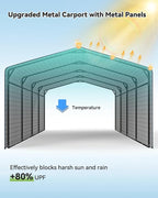 Heavy Duty Metal Carport, 12x20FT Outdoor Carport Canopy with Galvanized Steel Roof and Reinforced Base, Metal Side Panels, Sidewalls, Garage Shelter Shade for Cars, Trucks, Boats, Gray