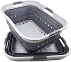 SAMMART 42L (11 gallon) Collapsible Plastic Laundry Basket - Foldable Pop Up Storage Container/Organizer - Portable Basket - Space Saving Hamper (Grey/Dark Grey (Set of 2))