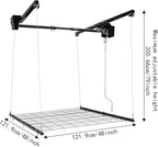 Garage Lifting Storage Rack, 300lbs Adjustable Overhead Garage Storage Rack Heavy-duty 4x4 FT Garages Ceiling Storage Lift Max. Adjustable Height 79in (Matte Black 300Lbs)