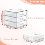 BTSKY Clear Acrylic Storage Organizer with Drawers, 3-Layer Desktop Organizer for Office Essentials, Multi-Purpose Stackable Container for Bathroom Vanity, Desk Makeup Jewelry Container Storage Box