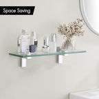 KES Glass Shelf for Bathroom, Glass Wall Shelves 16 Inch Floating Shelf Polished Chrome Finish, BGS3201S40