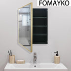 Bathroom Medicine Cabinet with 24x30 Inch Mirror - Recessed or Surface Mount Vanity Storage Cabinet｜ Antique Brush Gold Finish ｜ Rustic Farmhouse Bathroom Mirror Cabinet