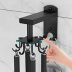 Rotatable 8-Claw Kitchen Utensil Hooks Black Space Aluminum Alloy 360-degree Swivel Wall-Mounted Sundries Organizer for Measuring Cups and Spoons