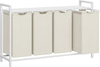 VASAGLE Laundry Hamper, Laundry Basket, Laundry Sorter with 4 Pull-Out and Removable Bags, Shelf, Metal Frame, 4 x 10.6 Gallons (40 L), 45.7 x 13 x 28.4 Inches, Cream White and Cloud White UBLH401W01