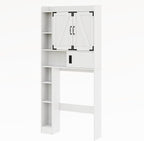 ChooChoo Over The Toilet Storage Cabinet, Farmhouse Bathroom Storage Cabinet with Sliding Door, Over Toilet Storage with Adjustable Shelves, Space-Saving, Antique White