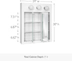 Design House Concord Medicine Cabinet, 3 Mirrored Doors, Pre-Assembled, 2 Fixed Shelves, Wall Mount, 3 Vanity Lights, White Frame Wall Cabinet, 24 in W x 5 in D x 30 in H, 532374-WHT