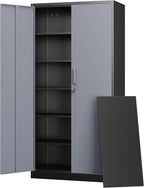 Letaya Metal Storage Cabinets with Lock Door and 5 Adjustable Shelves, Steel Garage Tool Organization Cabinets for Home,Utility Room, Warehouse,Lockers(71"-Black Gray) | Lock Door, 5 Adjustable Shelves, Garage, Lockers