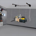 Overhead Garage Storage Rack Metal Garage Ceiling Storage Rack Ceiling Shelf Overhead Organization 300lbs Load Bearing Capacity Max Adjustable Height: 79in (48 * 48in L*W, Satin Black)