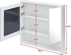 ALIMORDEN Medicine Cabinet with Mirror and Shelves, Bathroom Wood Wall Cabinet Over The Toilet, Vanity, Recessed or Surface Mount, 30.07 Inch x 30 Inch, White