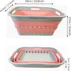 SAMMART 42L (11 gallon) Collapsible Plastic Laundry Basket - Foldable Pop Up Storage Container/Organizer - Space Saving Hamper/Basket (1, Grey/Quartz Pink)