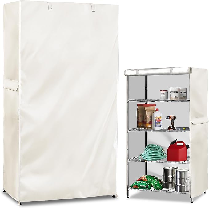 Wire Shelf Cover,600D Heavy Duty 100% Waterproof Shelf Covers for Wire Shelving,Outdoor Storage Shelves Cover for Metal Rack,60" W x 18" D x 72" H,Beige