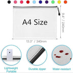 Mesh Zipper Pouch Bag, Plastic Zipper Bags,Zipper Bags for Organizing Storage,A4 Size Waterproof Document Pouch for Office Supplies, Arts & Crafts Organizing Storage (10 Colors 40 Pack)