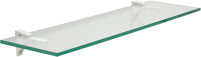 Clear Floating Glass Shelf 6" X 33" in White