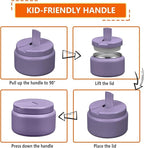 13.5oz Kids Jar for Hot Food, Insulated Vacuum Food Jar with Buckle Lid, Stainless Steel Wide Mouth Leak Proof Insulated Lunch Container for School Picnic Travel,Purple