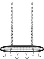 Patelai 20 Inch Pots and Pans Organizer Hanging Rack Pot and Pan Organizer with 20 S Hooks for Home, Restaurant, Kitchen Cookware, Utensils, Books, Household(Black)