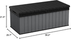 Keter Darwin 100 Gallon Resin Large Deck Box - Organization and Storage for Patio Furniture, Outdoor Cushions, Garden Tools and Pool Toys, Grey & Black
