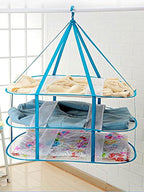 Quixleen 2 Tier Foldable Hanging Mesh Dryer,Sweater Drying Rack Network Foldable Drying Basket Racks,Portable Hanging Laundry Rack for T-Shirt Swimsuit Delicates,Indoor Outdoor